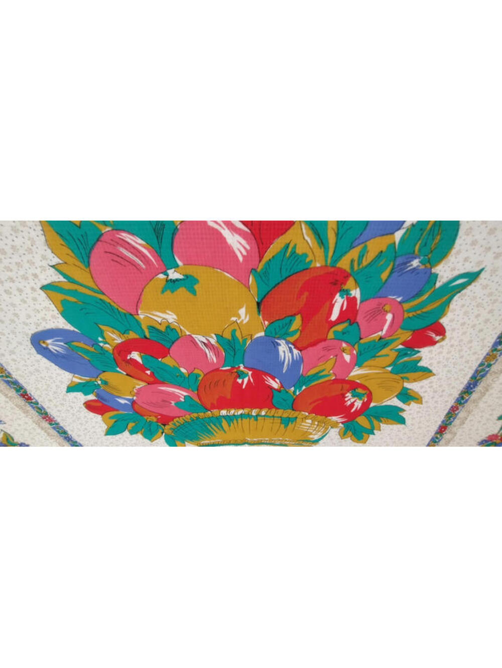 Vintage Axcess Fruit Big Scarf Fine Cotton Colorful Floral Bouquet PERFECT TABLE - Picture 15 of 16